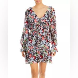 Cinq a Sept Lewis floral print long sleeve mini dress women’s size 8